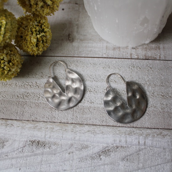 Katherine’s Boutique Jewelry - Hammered Round Silver Gold Hoop Earrings